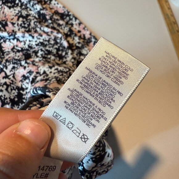 NYDJ Women 3X Printed Top Blouse Lightweight Black Pink 3/4 Sleeve Flowy Shirt - Picture 6 of 9